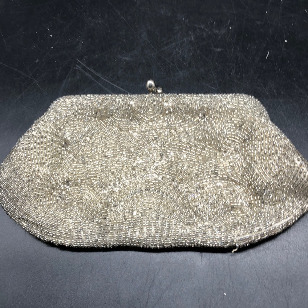 Vintage silver beaded purse